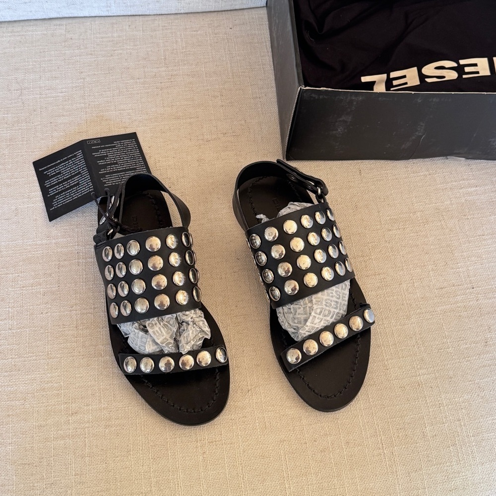 Diesel Studded Women’s Black Sandals‎ Size 6
